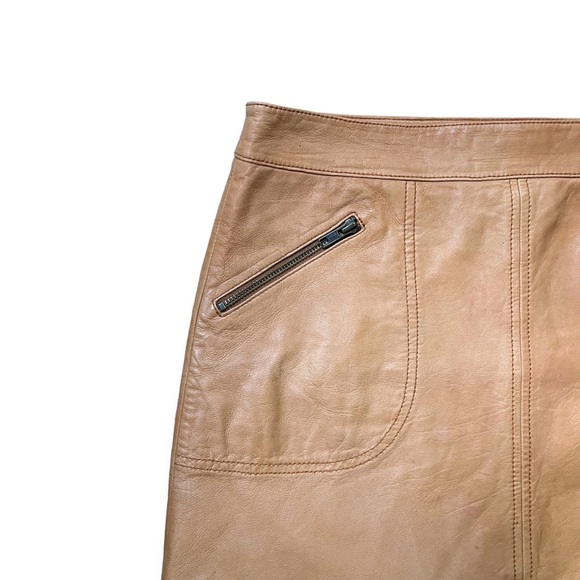 Stunning Halogen Caramel Leather Mini Skirt, sz 4 - Picture 5 of 10